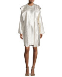 3/4-Sleeve Metallic-Spiral Sheath Dress, Gold