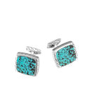 Turquoise Silver Square Cuff Links