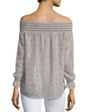 Atmosphere Smocked Off-The-Shoulder Top