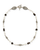 Moonstone & Pearl Carved Station Necklace