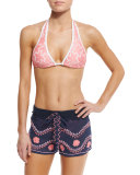Embroidered Beach Shorts, Dusty Navy