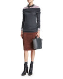 Off-The-Shoulder Long-Sleeve Top, Volcano