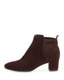 Betsy Suede Block-Heel Bootie, Brown