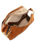 Hayley Small Suede Hobo Bag, Caramel