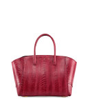 Brera 34 Sport Ostrich Satchel Bag, Cranberry
