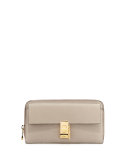 Drew Leather Zip-Around Wallet, Gray