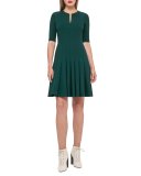 Double-Faced Leather-Inset Sheath Dress