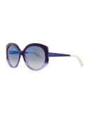 Ombre Plastic Round Sunglasses, Purple/Blue