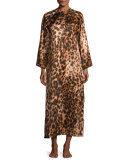 Leopard-Print Zip Caftan, Natural