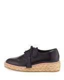 Callie Demi-Wedge Espadrille Oxford, Black