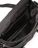 Large Nylon Messenger Bag, Black