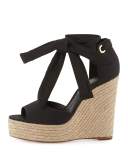 Embry Ankle-Wrap Wedge Sandal, Black