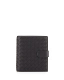 French Woven Leather Wallet, Black
