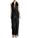 Sleeveless V-Neck Halter Gown 