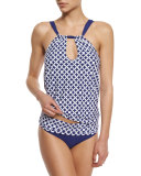 Coastal Geo-Printed High-Neck Swim Top
