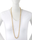 24k Yellow Gold Plated Tudor Chain Necklace, 36"L