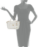 Small Vitello Diano Tote Bag, White (Bianco)