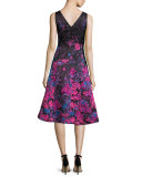 Sleeveless Ombre Floral Fit-and-Flare Dress, Multicolor