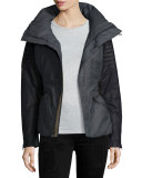 Wool and Leather Jacket, Charcoal/Heather Gray