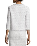 Izza Tweed 3/4-Sleeve Jacket, Putty/Multi