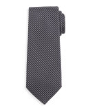 Microstripe Silk Tie, Navy
