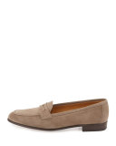 Suede Penny Loafer, Taupe