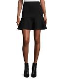 Ponte Flounce Mini Skirt, Darkest Black