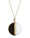 Long Tortoiseshell Disc Pendant Necklace