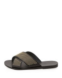 Thais Studded Crisscross Sandal, Black