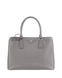Saffiano Small Double-Handle Tote Bag, Gray (Marmo)