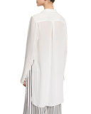 Long-Sleeve Tunic Blouse, Ivory