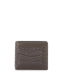 Intrecciato Leather Wallet w/Crocodile Inset