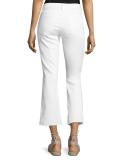 Gia Mid-Rise Cropped Flare Jeans with Released Hem, White