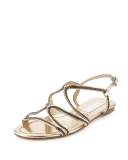 Nickel Chain Strappy Flat Sandal