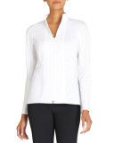 Kerry Zip-Front Blouse W/ Stand Collar