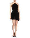 Strapless Velvet Cocktail Dress, Black