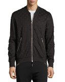 Star-Embossed Bomber Jacket, Black