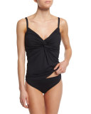 Deluxe Island Goddess Twist-Front Tankini Swim Top with Underwire