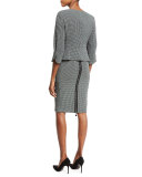 Gingham Sleeveless Sheath Dress, Black/White