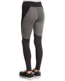 Shadow Net-Insert Stretch Sport Leggings, Charcoal Heather/Black