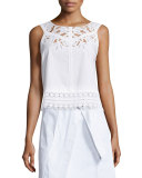 Lydia Sleeveless Embroidered Cutwork Top 