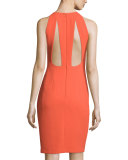Sleeveless Sheath Dress with Back Cutouts, Orange 