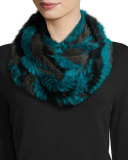 Rabbit Fur Infinity Scarf, Green Multicolor