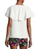 Dolce Crepe Cape Top, White