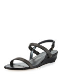 Inchains Leather Demi-Wedge Sandal, Black 
