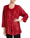 Sequined Open Jacket, Petite