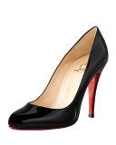 Decollette Patent Red Sole Pump, Black