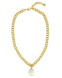 Golden Chain Necklace with Pearly Charm