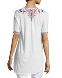 Mina Dropped-Shoulder Embroidered Tee