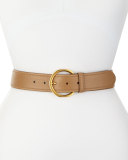 Daino Tumbled Leather Belt w/ Round Buckle